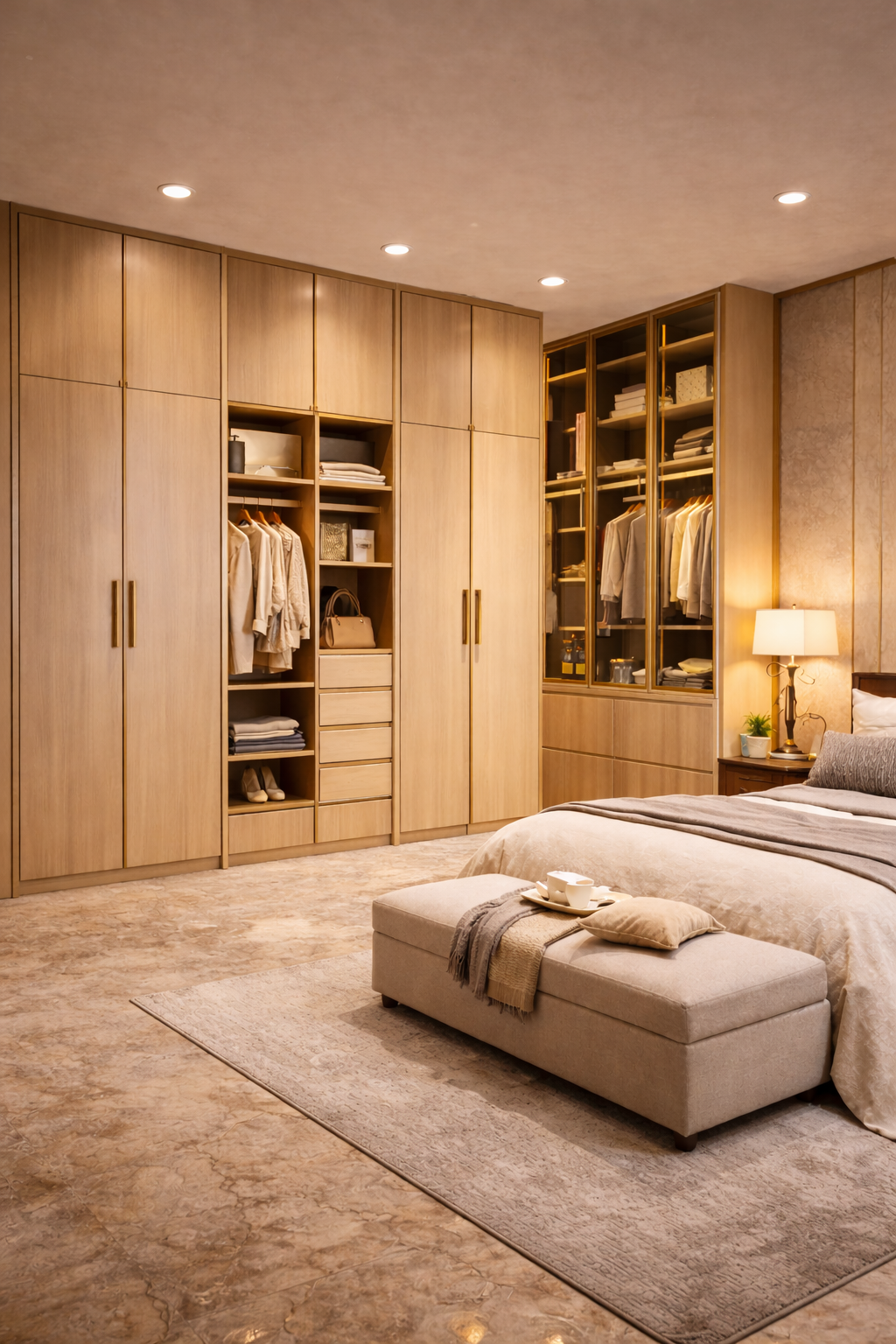 Wardrobe and storage design by Bhartik Interiors